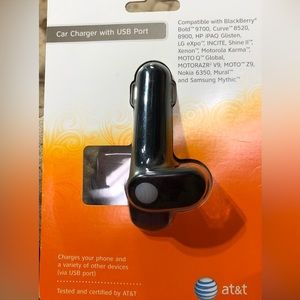 AT&T Blackberry Phone Car Charger w/ USB Port Vintage New in Package Old Tech